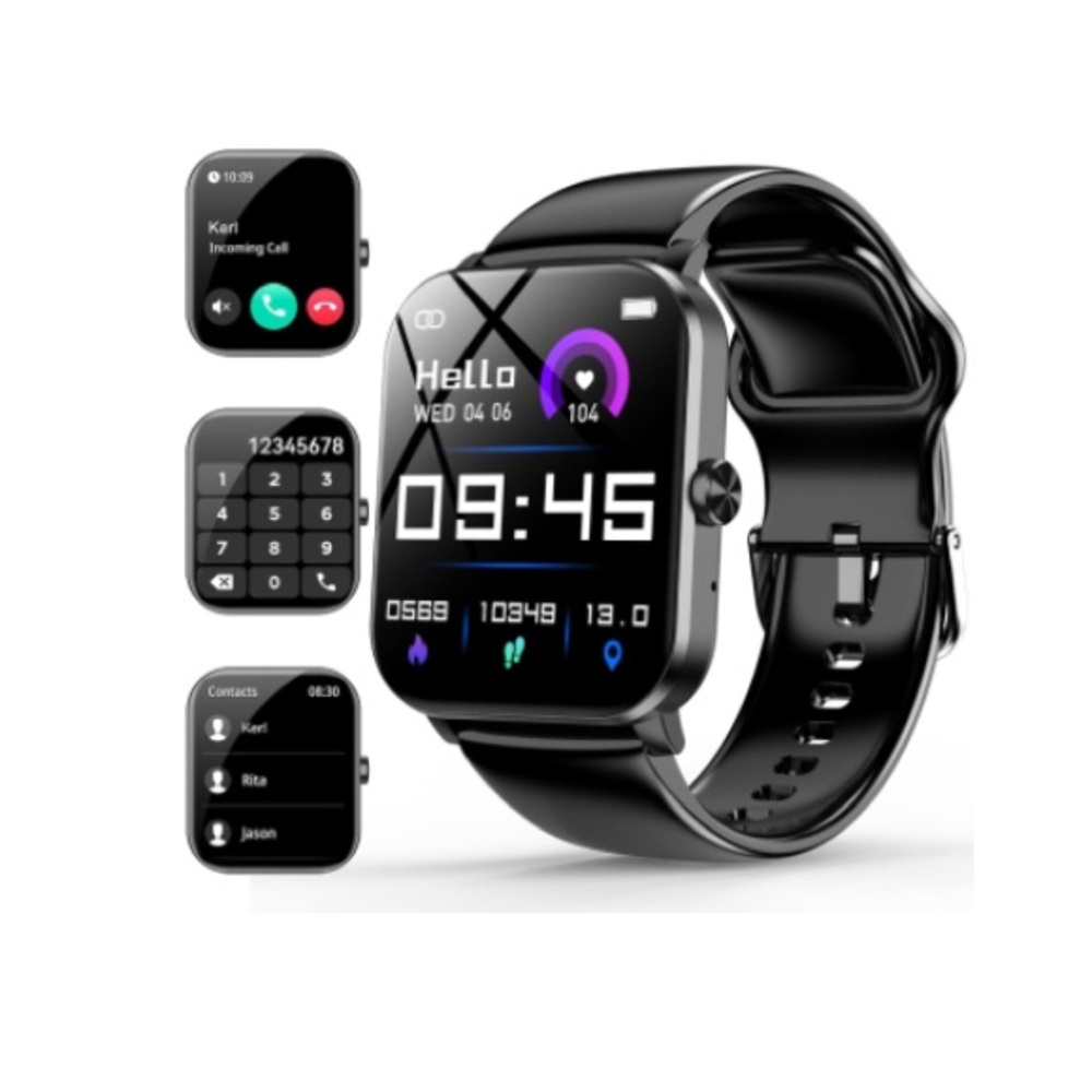 Smart Watch,‎ 1.85" Smartwatch, Waterproof Fitness Watch for Android iOS (Black)